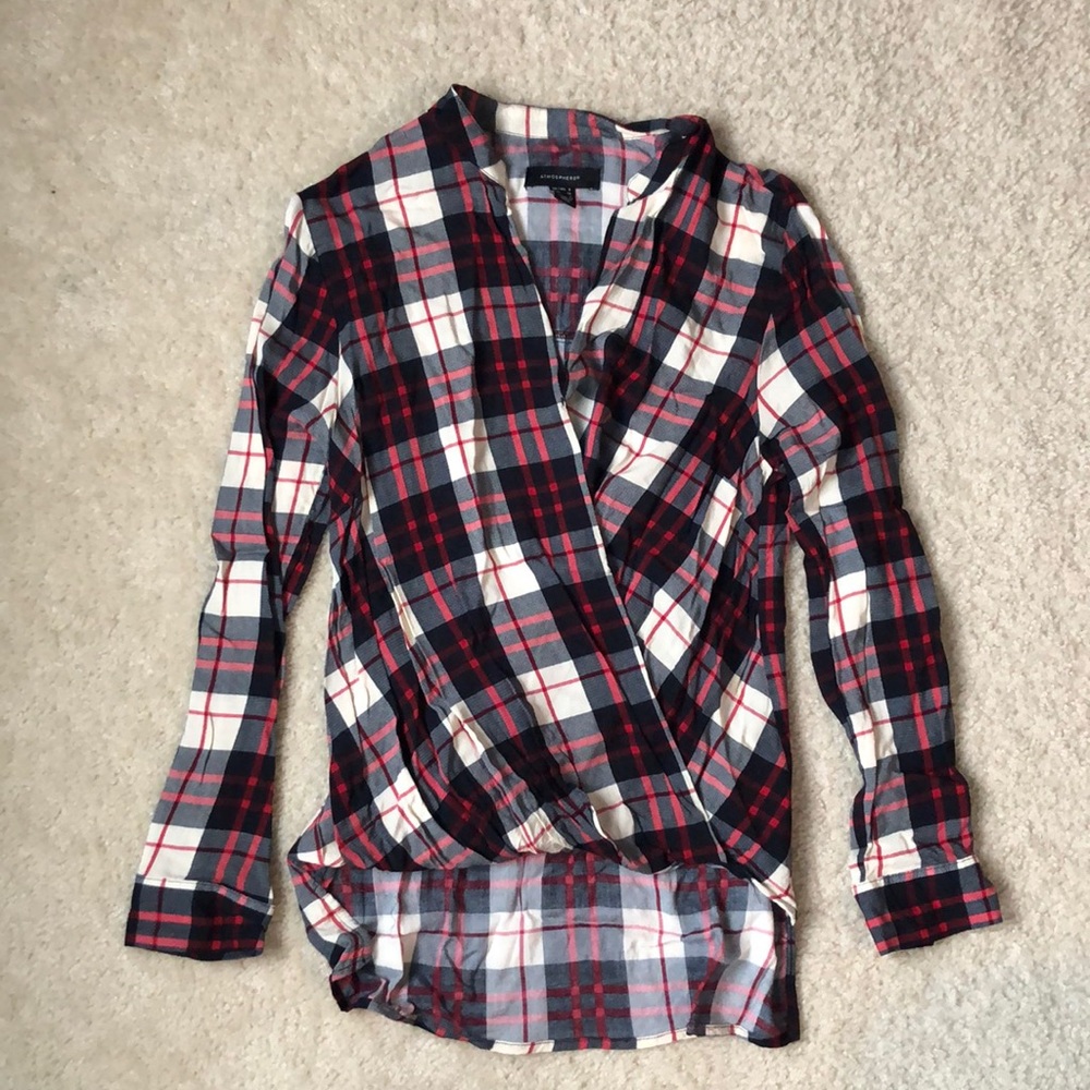Plaid surplice top
